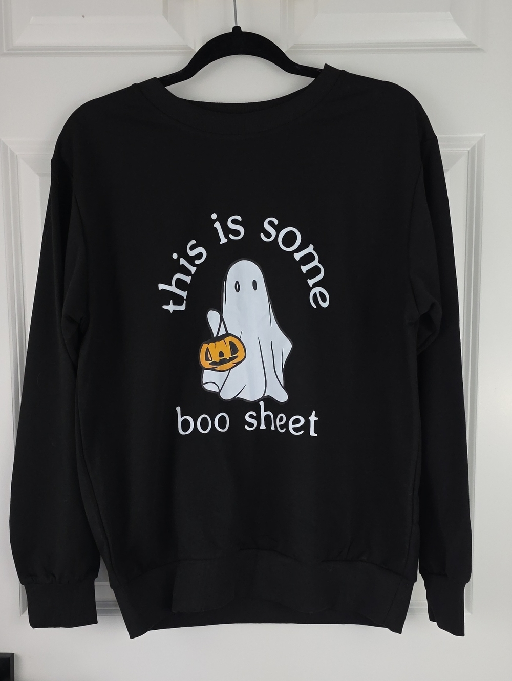 Black Halloween Ghost Sweatshirt - "this is some boo sheet"